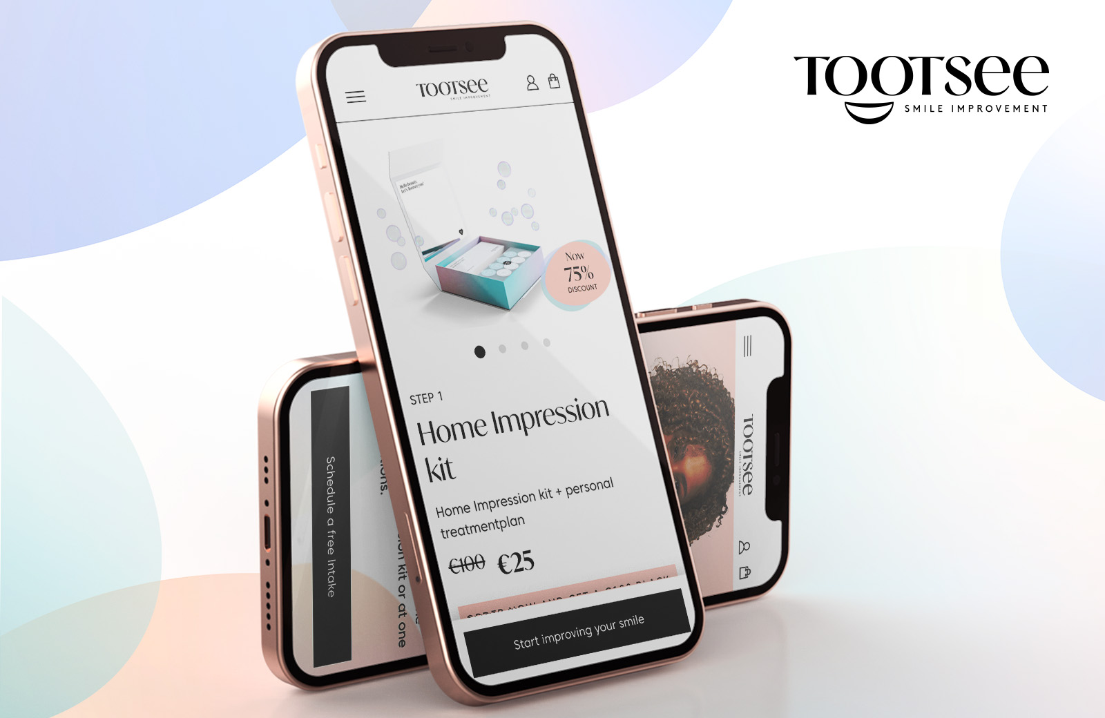 Tootsee home impression kit and homepage on iphone
